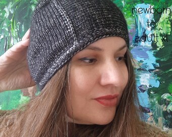 PDF Knitting Pattern, worsted yarn, knit flat beanie hat knitting pattern, unisex beanie hat newborn to adult xl, easy knitting pattern