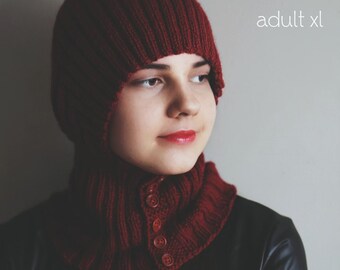 Patrón de punto PDF Clif Hood - Pasamontañas Pixie de grosor DK, desde recién nacido hasta adulto XL, de autor publicado - Descarga instantánea - Tejido plano