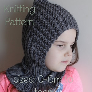 DOWNLOADABLE PDF PATTERN balaclava pixie elf hat hooded scarf knitting pattern for dk newborn to teen knit hat tutorial child balaclava