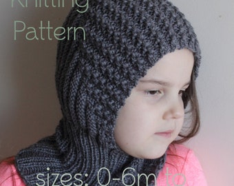 DOWNLOADABLE PDF PATTERN balaclava pixie elf hat hooded scarf knitting pattern for dk newborn to teen knit hat tutorial child balaclava