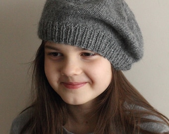 Patrón de punto PDF, Patrón de punto de boina, tamaño de recién nacido a adulto, hilo de estambre, patrón de sombrero plano de punto, patrón fácil para principiantes