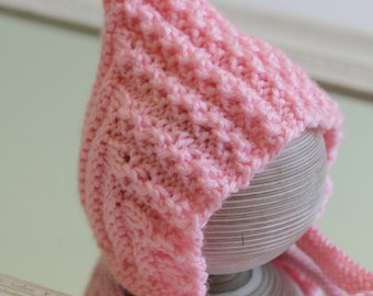 DOWNLOADABLE PDF PATTERN Elf Pixie Cabled bonnet, easy knitting pattern, newborn to teen, diy knitting tutorial, warm hat, pixie hat pattern