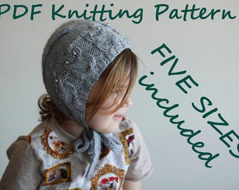 DOWNLOADABLE PDF PATTERN Owlsome owl bonnet beautiful bonnet knitting pattern nb 0-3 3-6 6-12 12-24 newborn to toddler diy knitting tutorial