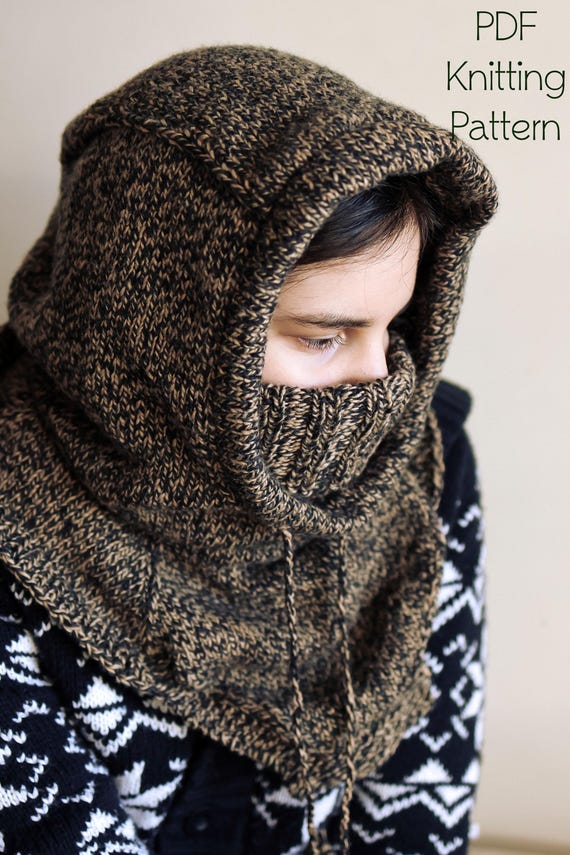 PDF KNITTING PATTERN Cozy Oversized Hood With Neckwarmer, Knit