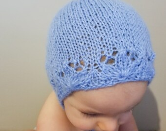 PDF Knitting Pattern, baby bonnet knitting pattern, bonnet pattern, baby knitting pattern, knit pattern, newborn bonnet, diy knit baby hat