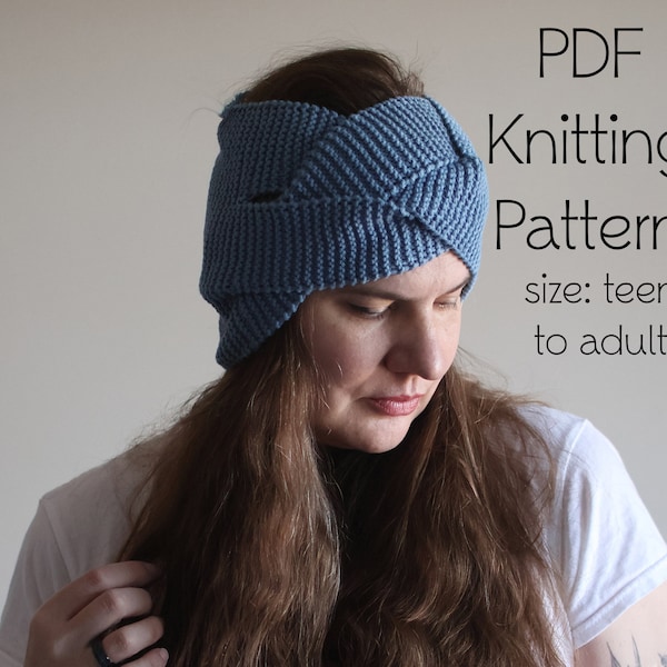 Downloadable PDF Pattern, knitting pattern, headband pattern, braided headband, knit earwarmer, ear warmer pattern, classic headband, ribbed