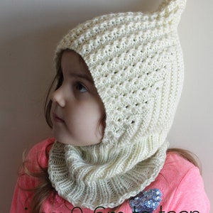 TÉLÉCHARGEABLE PDF MODÈLE cagoule lutin lutin chapeau écharpe à capuche tricot motif nouveau-né à adolescent tricot chapeau tutoriel fil peigné chapeau enfant en bas âge