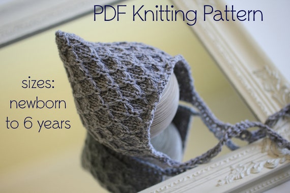 Pdf Knitting Pattern Baby Bonnet Diy Baby Shower Gift Knitted Bonnet Pattern Baby Knitting Pixie Bonnet Knit Bonnet Pattern Pixie Hat