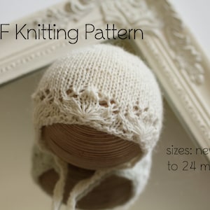 PDF Knitting Pattern, baby bonnet knitting pattern, bonnet pattern, baby knitting pattern, knit pattern, newborn bonnet, diy knit baby hat