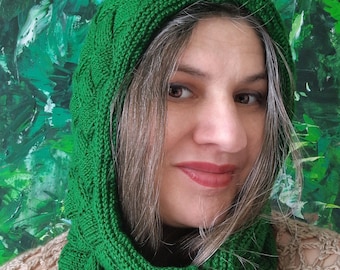 DOWNLOADABLE PDF PATTERN balaclava pattern, balaclava hood, knit balaclava, knitting pattern, knit pattern, entrelac balaclava with buttons