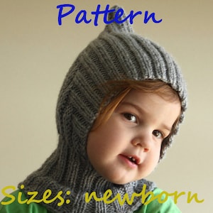 DOWNLOADABLE PDF PATTERN newborn baby toddler balaclava pixie elf hat hooded scarf knitting pattern 0-6 6-12 12-24 2-4 years hat tutorial image 1