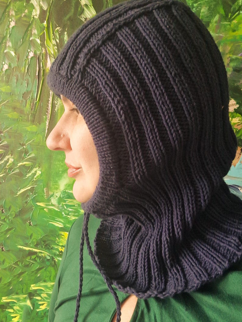 DOWNLOADABLE PDF PATTERN Balaclava Easy Hat Hooded Scarf Knitting ...