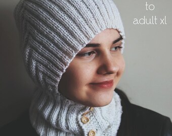 Patrón de tejido Howe Hood en PDF - Pasamontañas redondo de grosor DK, desde recién nacido hasta adulto XL, de autor publicado - Descarga instantánea - Tejido plano