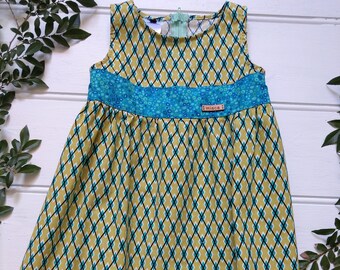 Handmade Girls sleeveless Geometric print Summer dress - Free Shipping Australia Wide