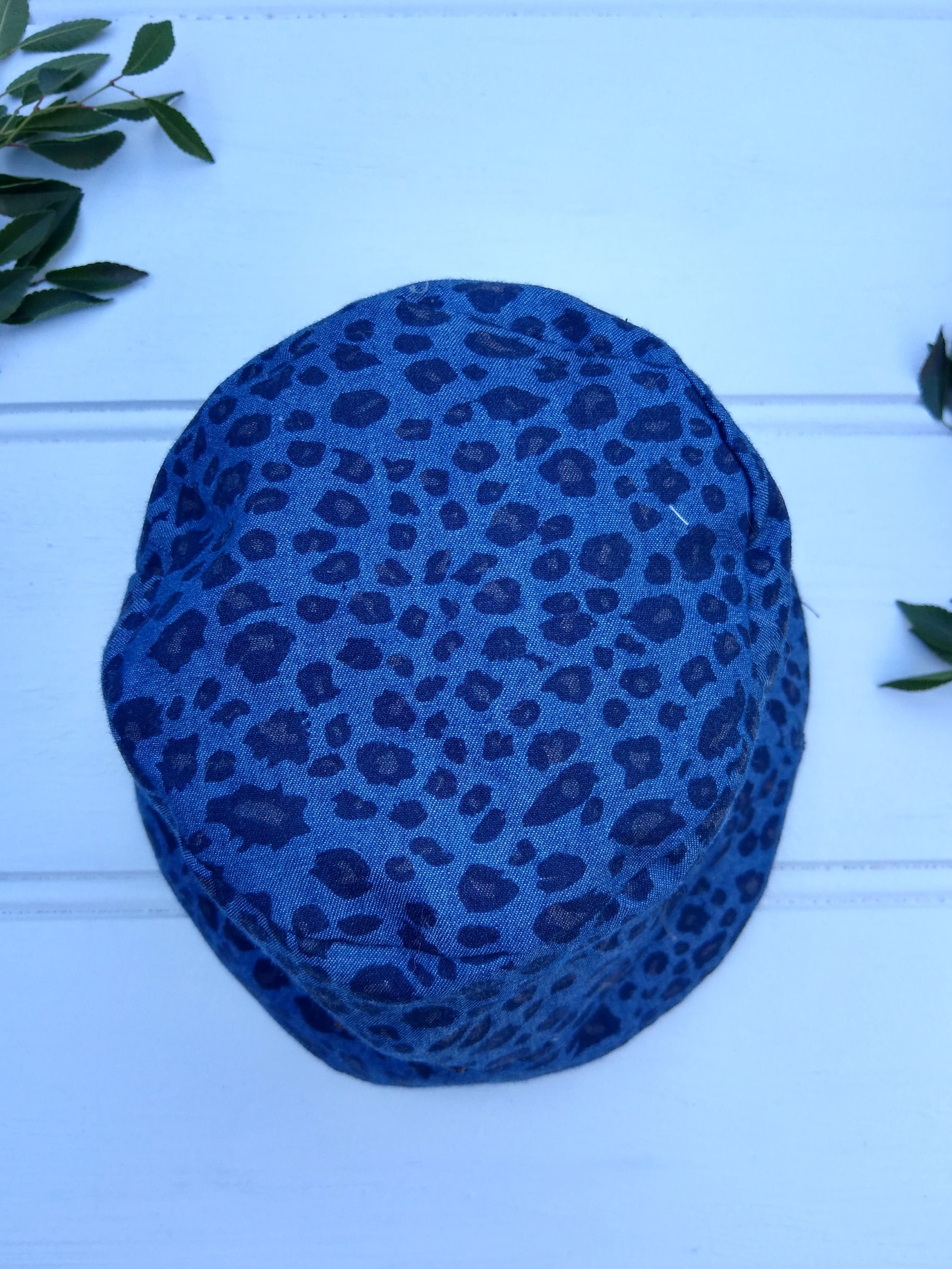 Handmade Animal Print Hat Made From Cotton Blue Denim free Etsy