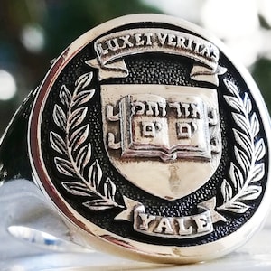 Yale University Graduation Ring ,Senior Class ,High School Class Ring, College Handmade 3D Ring Solid Sterling Silver 925