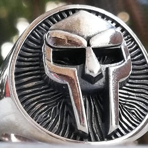 Solid Sterling Silver 925 MF DOOM Gladiator MASK Handmade 3D Ring