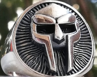 Solid Sterling Silver 925 MF DOOM Gladiator MASK Handmade 3D Ring