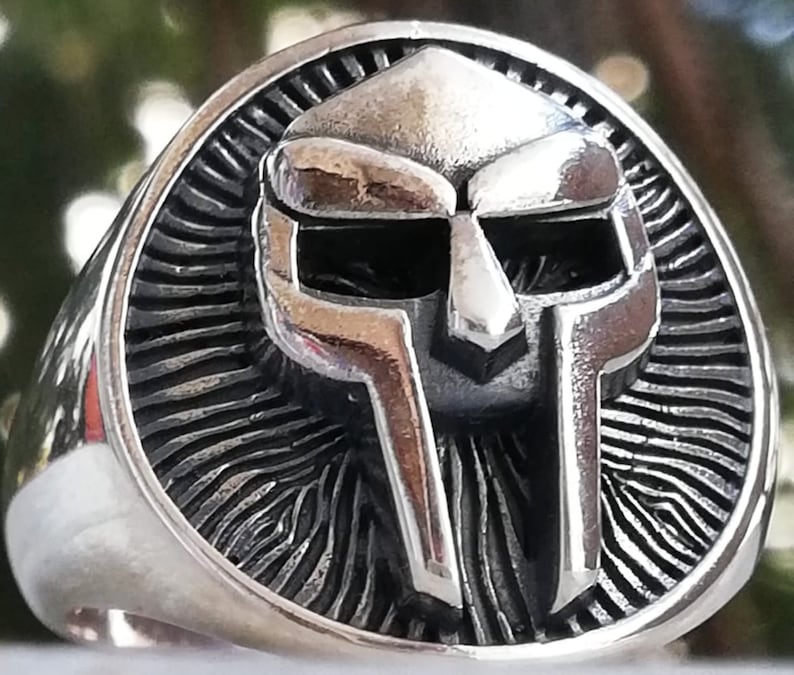 Solid Sterling Silver 925 MF DOOM Gladiator MASK Handmade 3D Ring 
