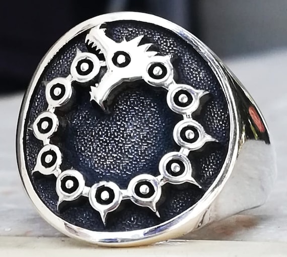 Solid Sterling Silver 925 the Seven Deadly Sins Wrath Ouroboros