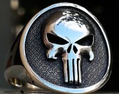 Solid Sterling Silver 925 the Punisher Skull Handmade 3D