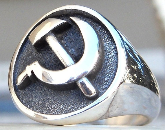 925 Sterling Silver Communist USSR Emblem Signet Ring for Men СССР Soviet Union Symbol Handmade Vintage Jewelry