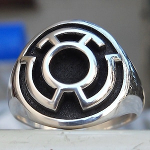 Massief sterlingzilver 925 handgemaakte 3D-ring Sinestro Corps (Fear) gele lantaarn