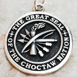 Massiver Sterling Silber 925 Choktaw Nation Siegel, Indianer Häuptling Handgemachter 3D Anhänger