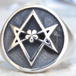Solid Sterling Silver 925 Unicursal hexagram Handmade 3D Ring