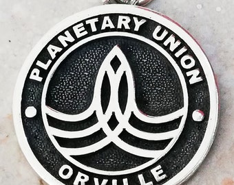 Plata de ley maciza 925 La Unión Planetaria Orville Colgante 3D hecho a mano
