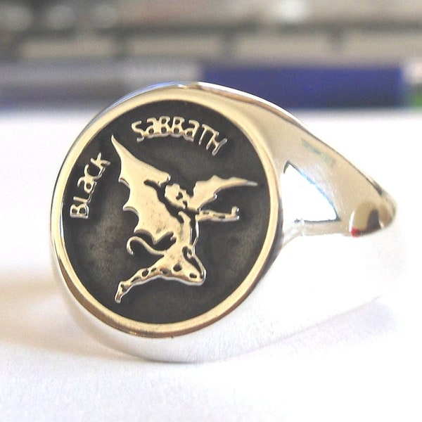 Solid Sterling Silver 925 Black Sabbath Ozzy Osbourne handmade Ring