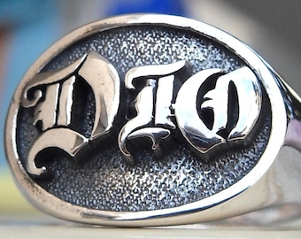 Solid Sterling Silver 925 Ronnie James Dio Rainbow Dio Band Handmade 3D Ring
