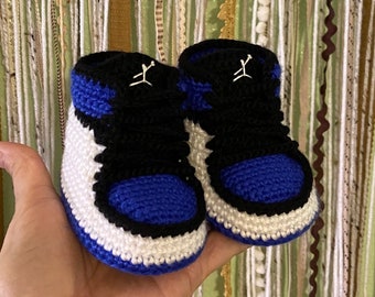 Baby Sneakers / Booties King Blue 3-6 months. Personalization Available Upon Consultation