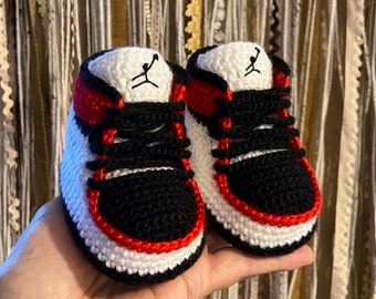 Baby Sneakers/ Retro Booties Chicago Black 3-6 months. Personalization Available Upon Consultation