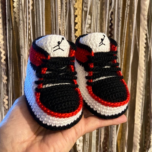 Baby Sneakers/ Retro Booties Chicago Black 3-6 months. Personalization Available Upon Consultation