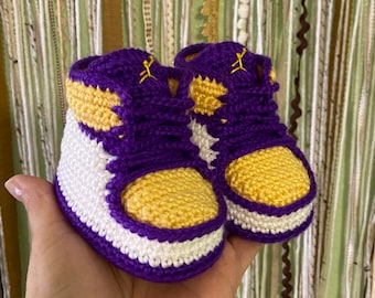 Baby Basketball Sneakers / Booties LA Special 3-6 months. Personalization Available Upon Consultation