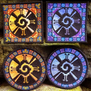 Hunab Ku Embroidered sew/iron-on patch - Mayan Symbol of Balance and Harmony. Ancient Maya, Aztec, Mexican Wearable Art. New Age Pagan Logo