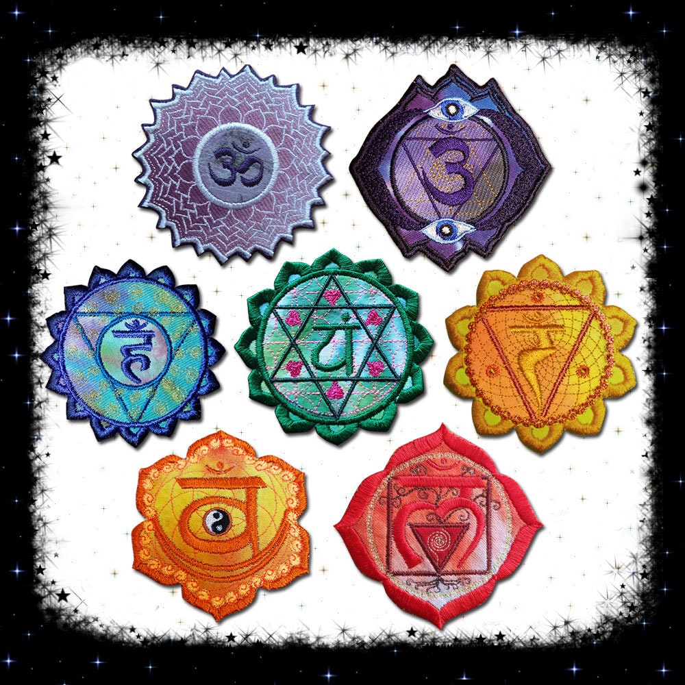 Full Set of Seven Chakra Embroidered Patches – Cosmic-Corner - Hippy Spiritual Yogic Embroidered Patches