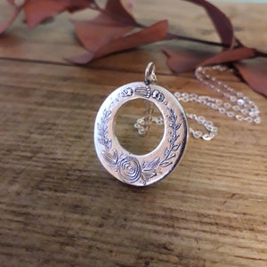 Herbst-Blumen-Kranz Feinsilber Halskette, recyceltes Silber, handgemacht Bild 4