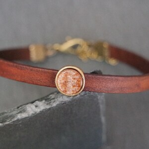 Leather bracelet stardust rust gold shimmer antique gold boho leather bracelet glitter brown image 2