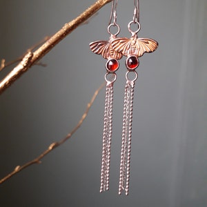 Fairy Moth Magic Garnet and Silver earrings, handmade earhangers image 9