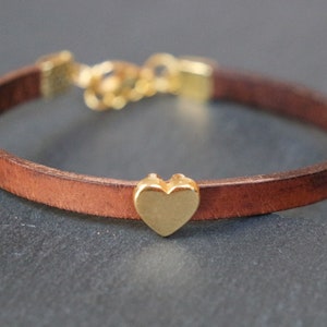 heart bracelet gold leather brown image 4