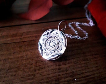 Mandala Charm 2 - handmade silver pendant necklace. Recycled silver jewellery