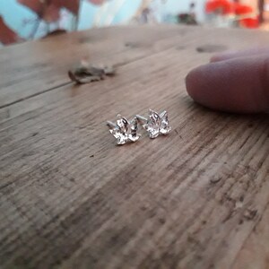 Small Maple Leaf Ear Studs Earrings, Handmade Sterling Silver, recycled eco silver, artisan image 3