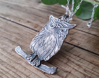 Owl Fine Silver Handmade Pendant