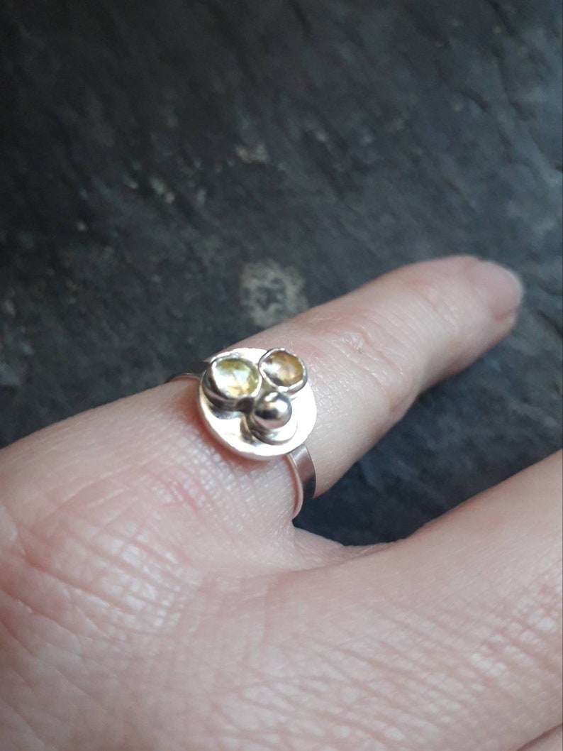 Edelstein Silber Ring, Größe J, mit Citrin und Lemon Quartz Bild 3