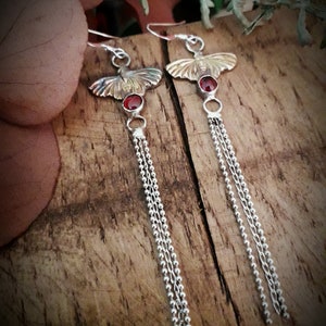 Fairy Moth Magic Garnet and Silver earrings, handmade earhangers image 10