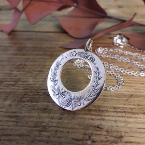 Herbst-Blumen-Kranz Feinsilber Halskette, recyceltes Silber, handgemacht Bild 7