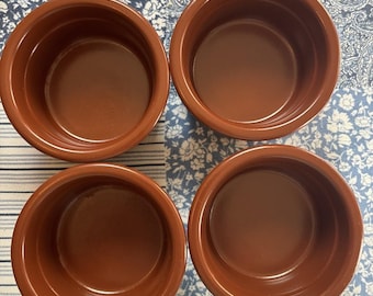 4 Cermer Terracotta Ceramic Ramekins Baking Cups Pots Dessert Dipping Bowls 4 oz