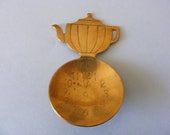 Tea Caddy Spoon - Vintage Brass Teapot Clock - Made in England brass decorative spoon for loose tea leaves - collectable brass spoon